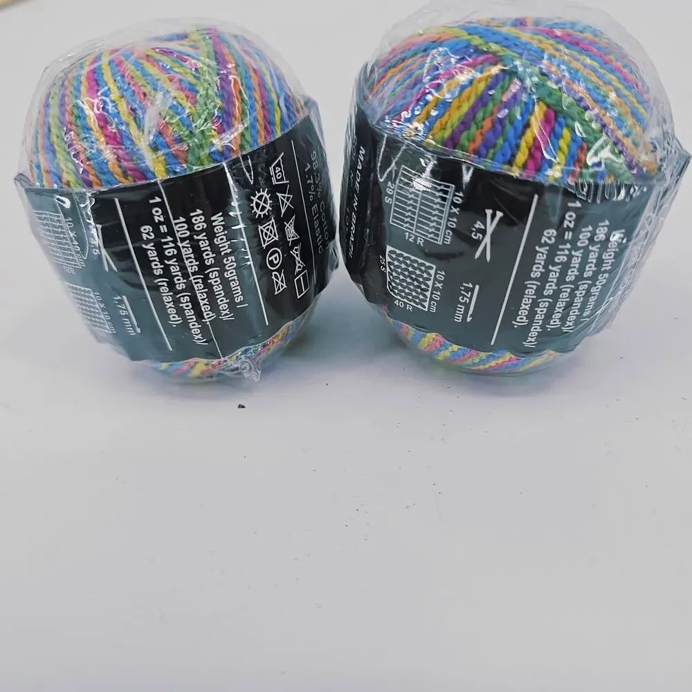 2 Cascade Yarns Fixation Rainbow Colors #9054 Cotton Spandex Blend
